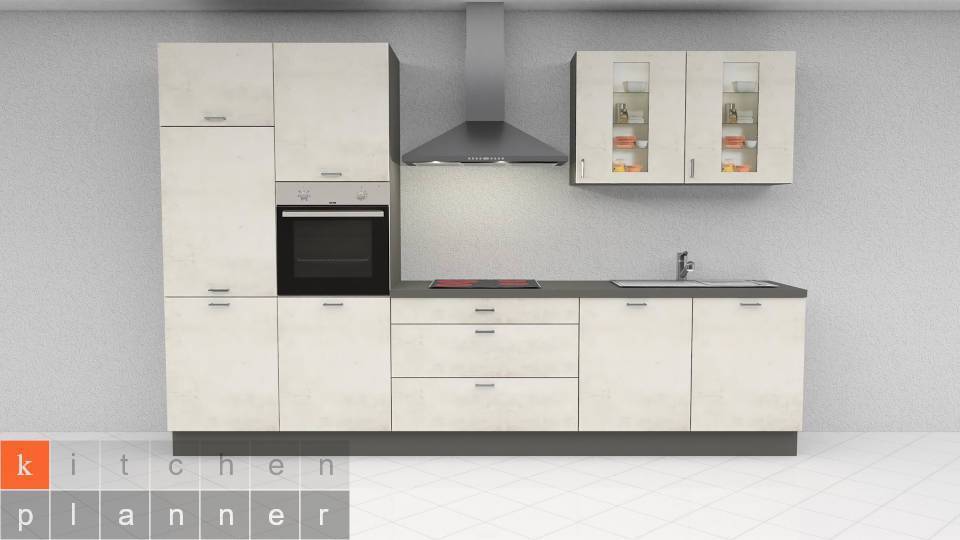 Moderne Küchenzeile Reykjavik - Beton-Optik Schiefergrau Hell - mit E-Geräten Moderne Küchenzeile Reykjavik - Beton-Optik Schiefergrau Hell - mit E-Geräten
