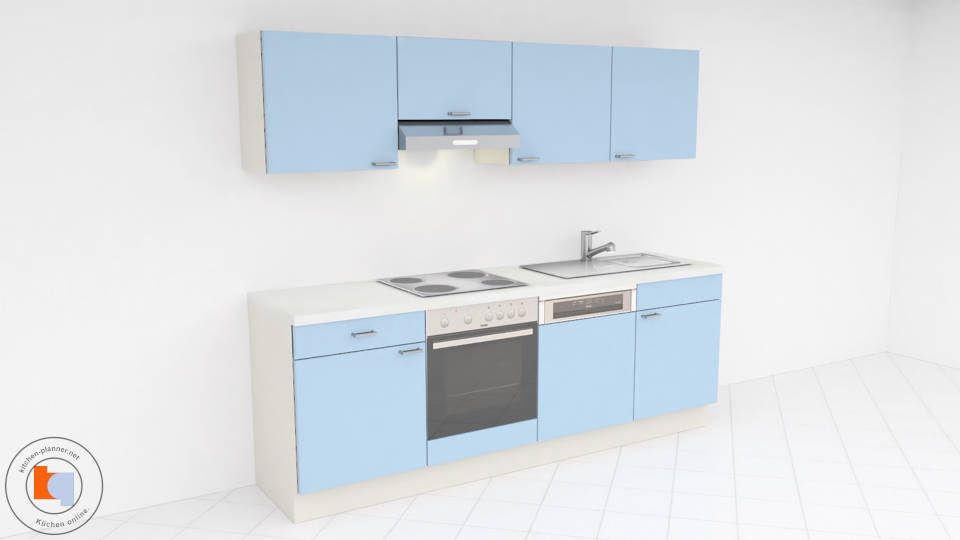 Küche online kaufen: Küchenzeile Saranda mit E-Geräten / 934 / Taubenblau