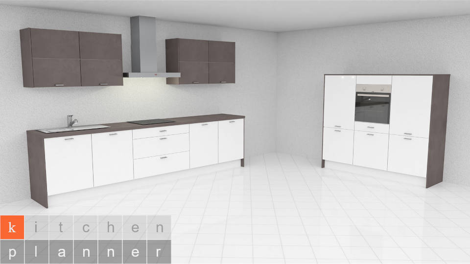 Moderne, zweizeilige Küche Aalborg - Weiß Matt - ohne E-Geräte / Bild 1 Moderne, zweizeilige Küche Aalborg - Weiß Matt - ohne E-Geräte / Bild 1