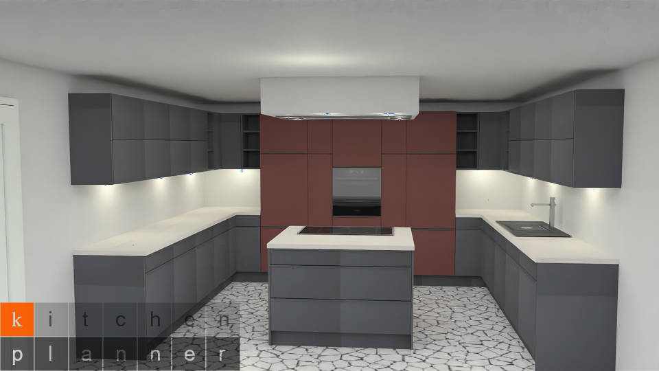 Elegante U-Küche mit Kochinsel / Bild 1
